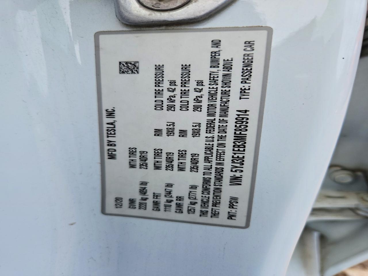 2021 TESLA MODEL 3