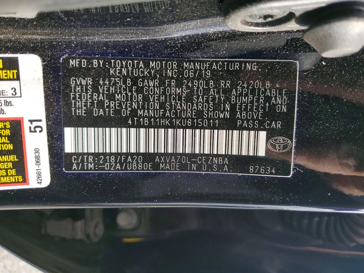 2019 TOYOTA CAMRY