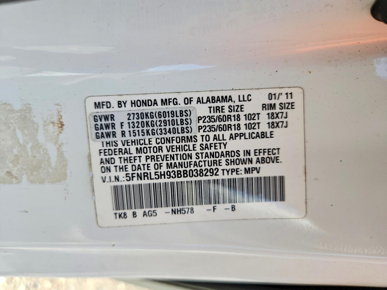 2011 HONDA ODYSSEY