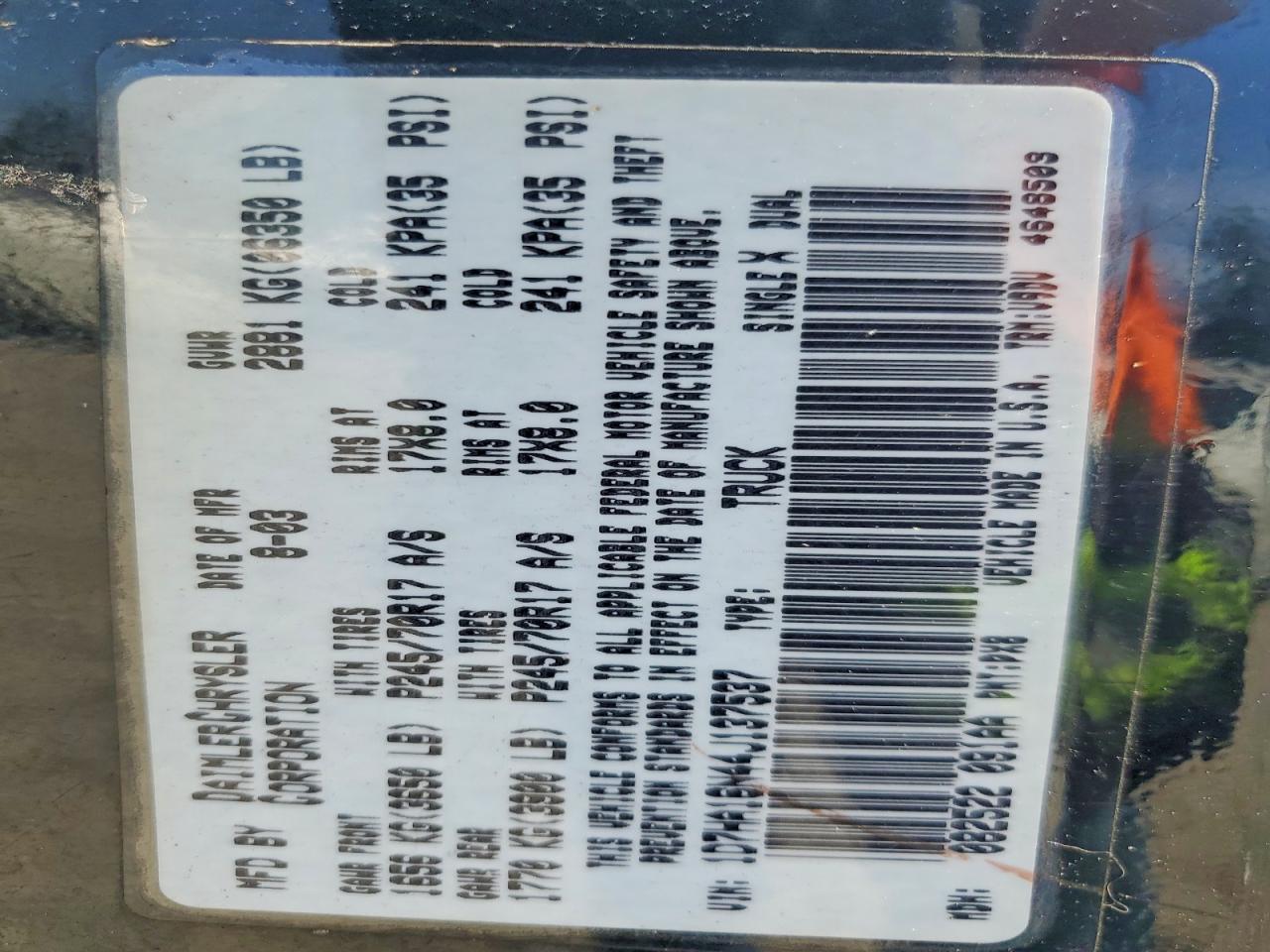 2004 DODGE RAM 1500