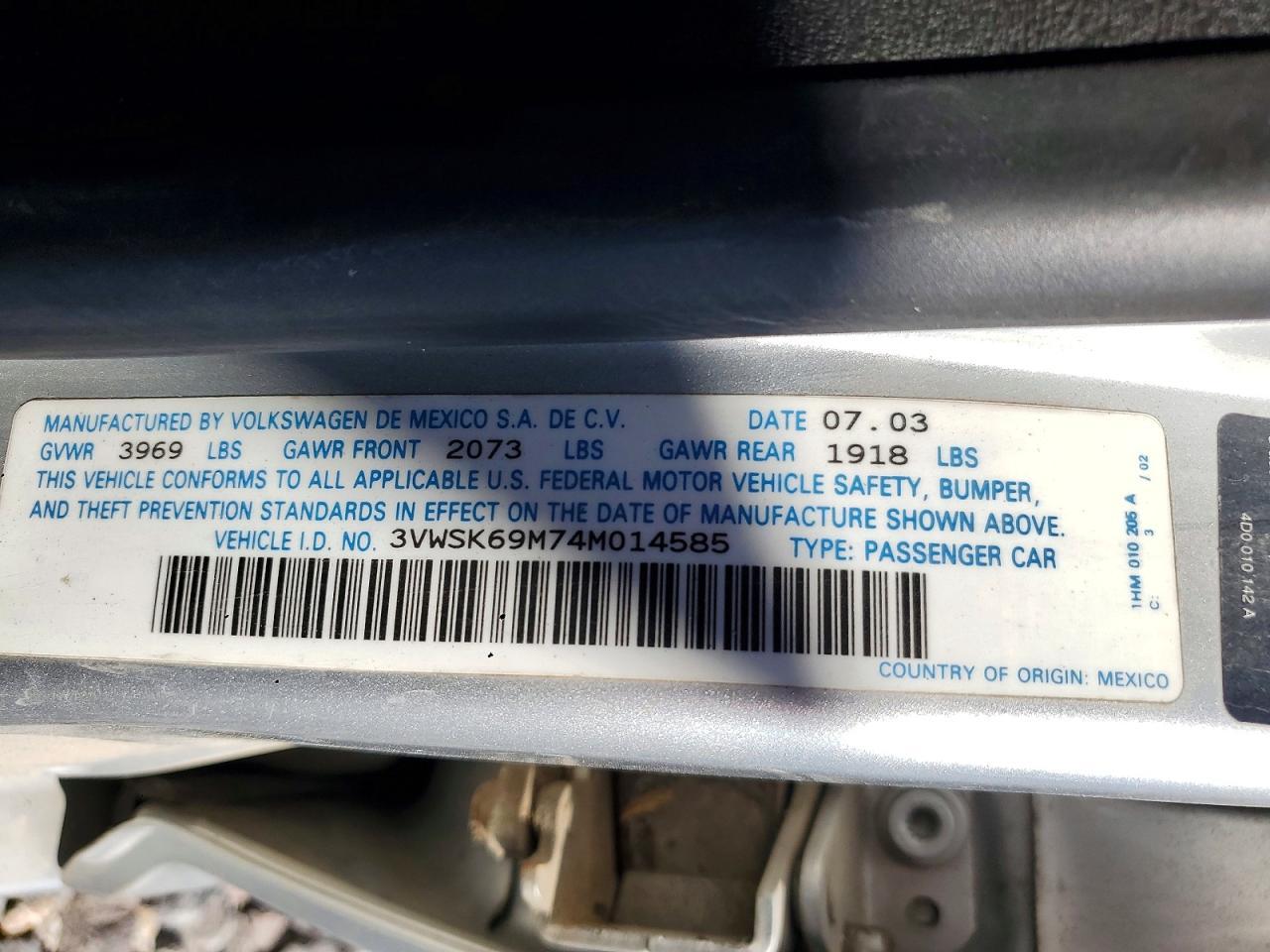 2004 VOLKSWAGEN JETTA