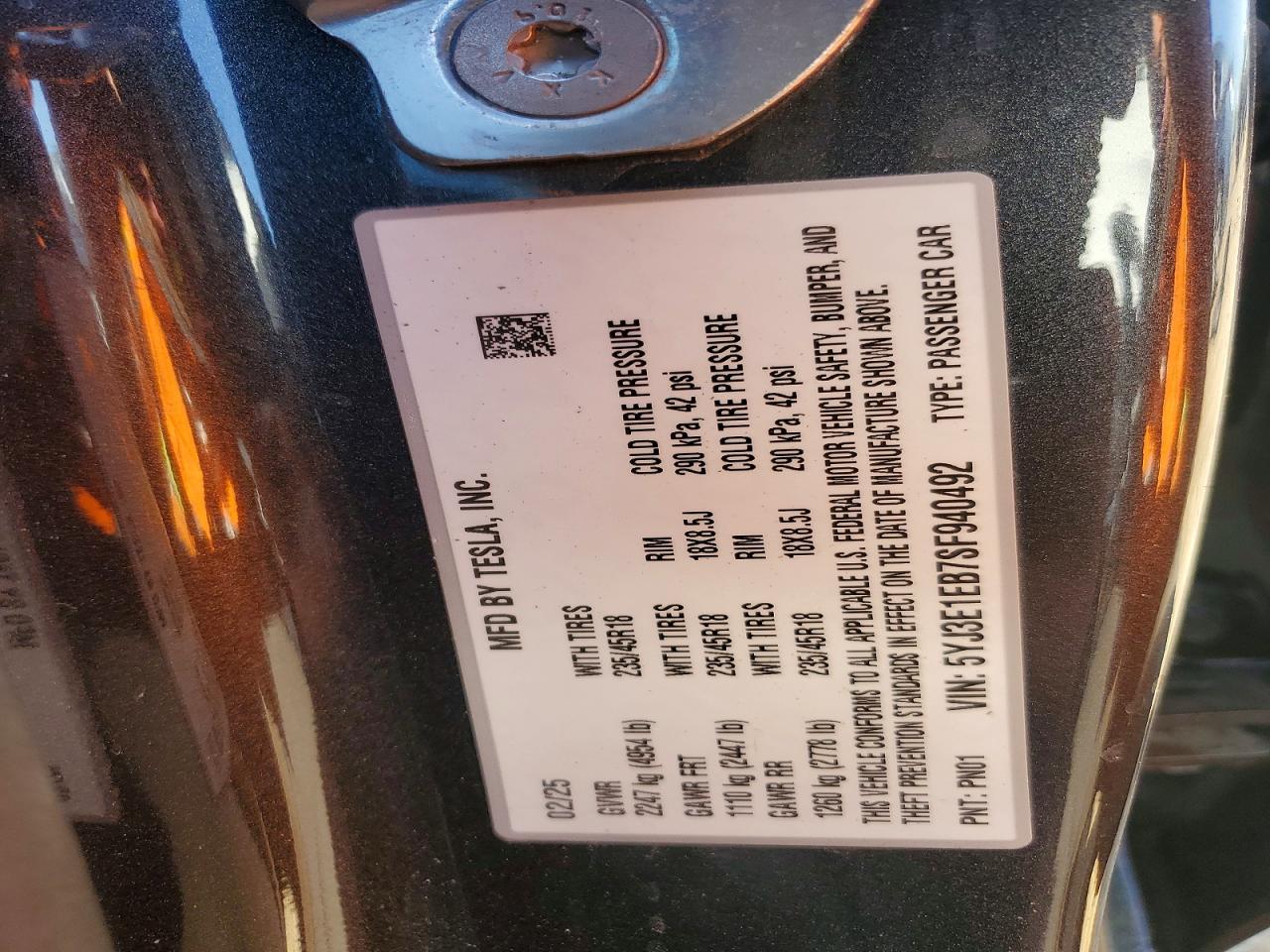2025 TESLA MODEL 3