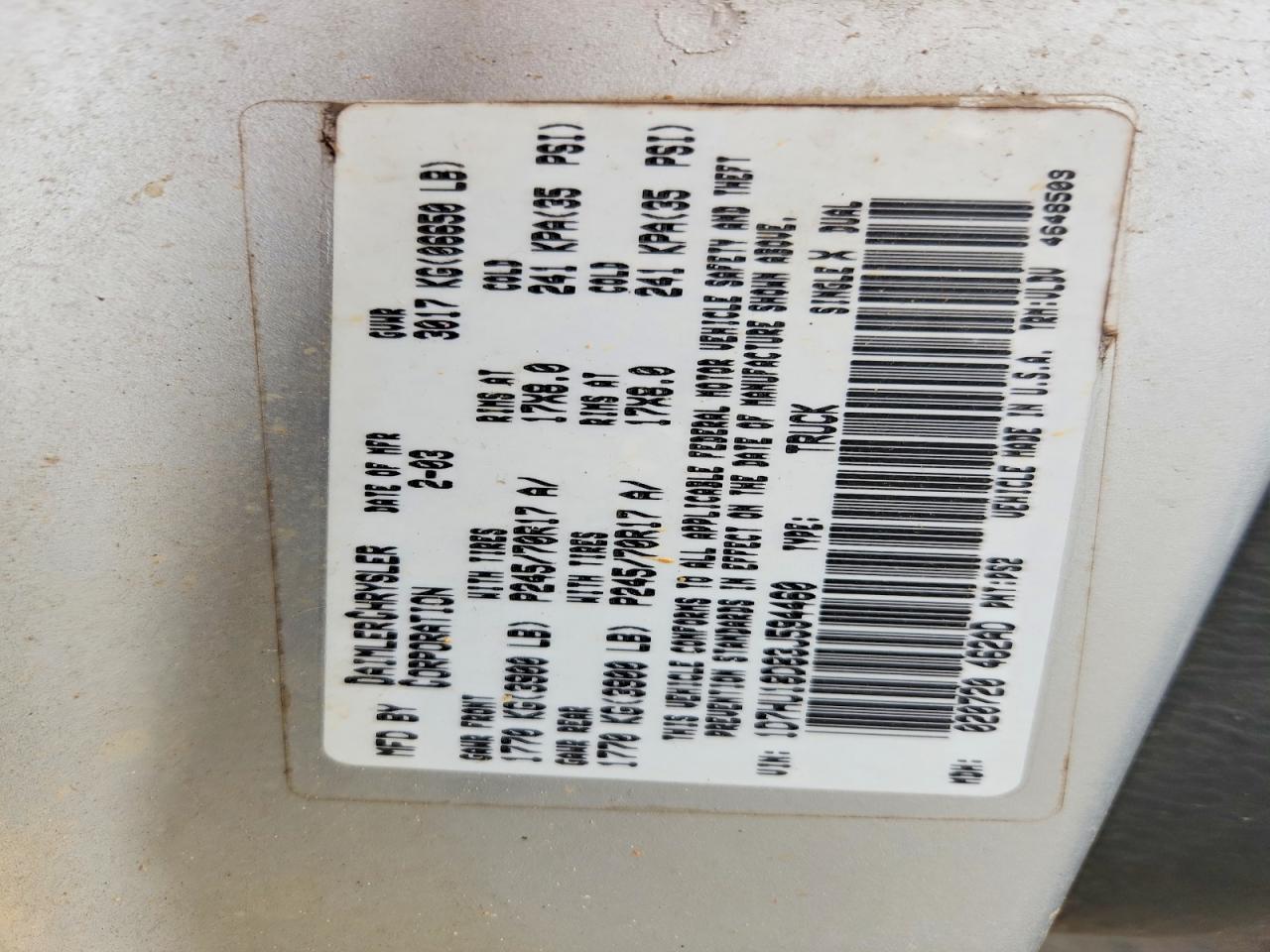 2003 DODGE RAM 1500