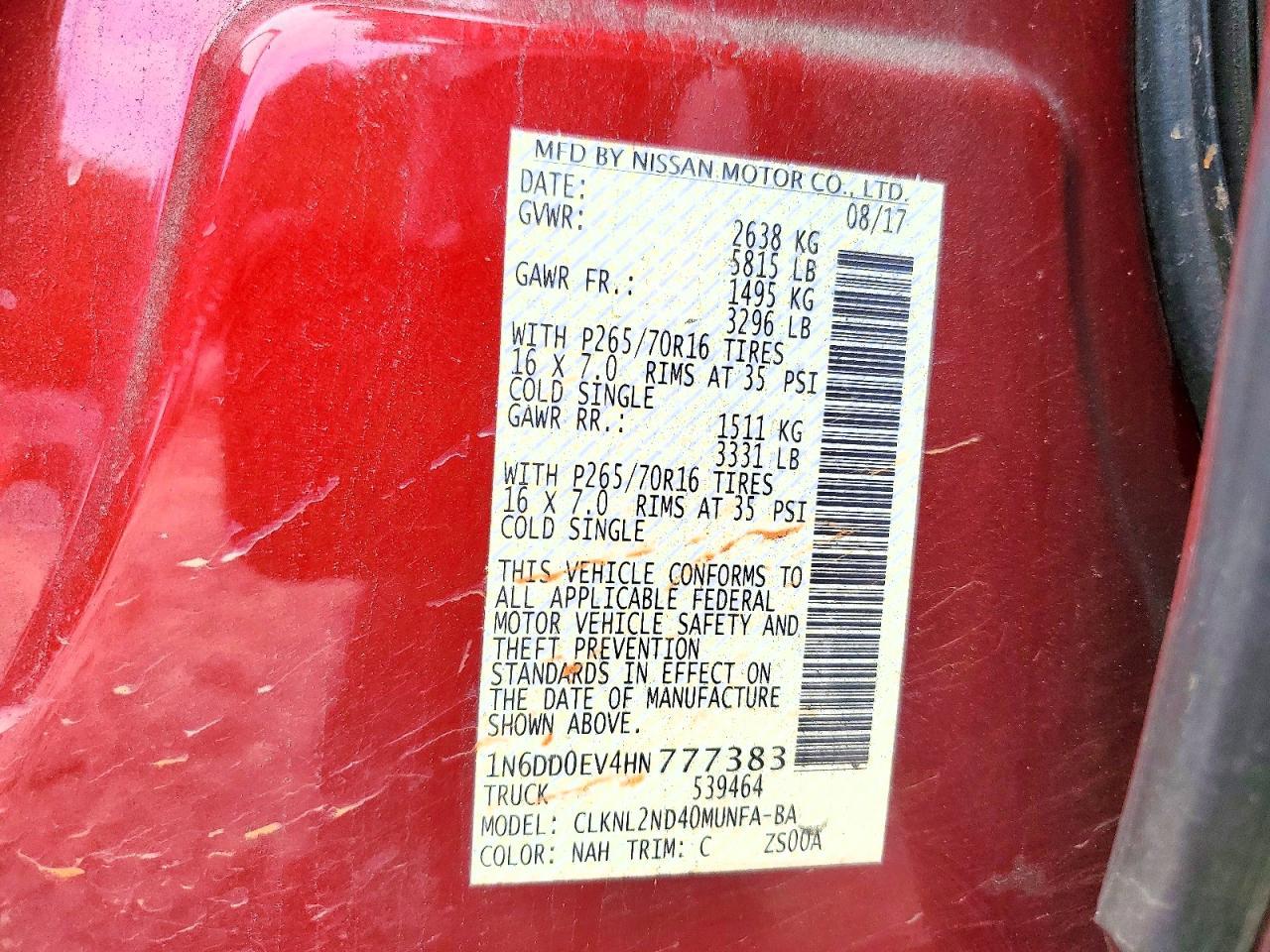 2017 NISSAN Frontier