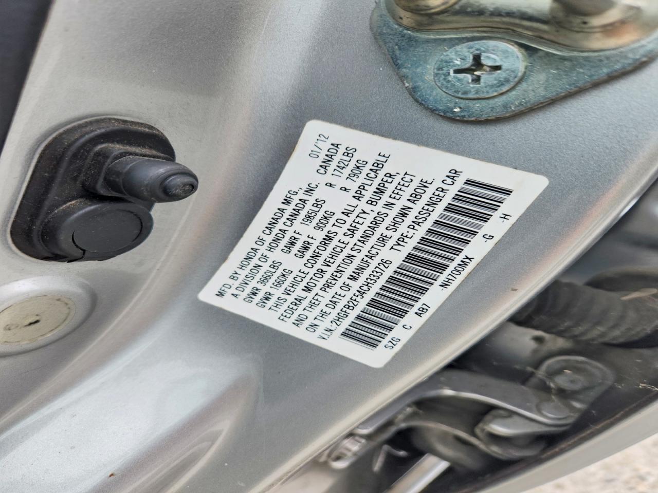 2012 HONDA CIVIC