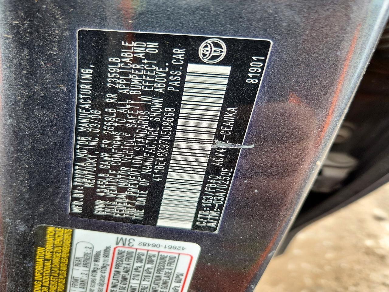 2007 TOYOTA CAMRY