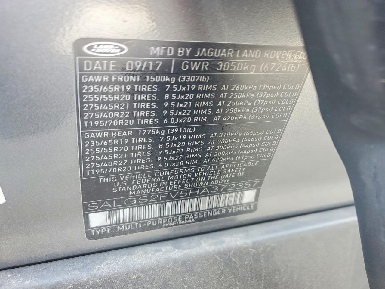 2017 LAND ROVER RANGE ROVER