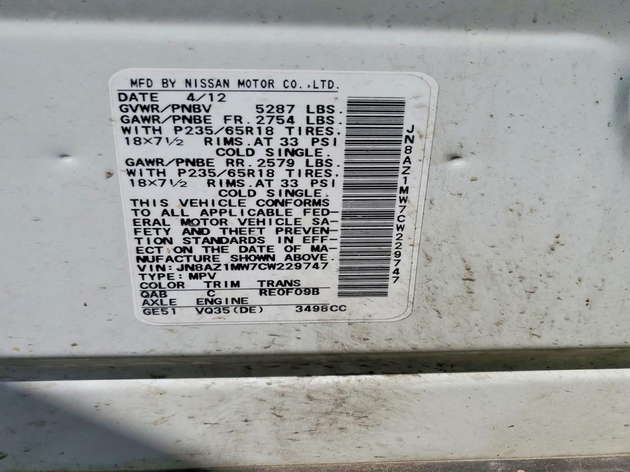 2012 NISSAN MURANO
