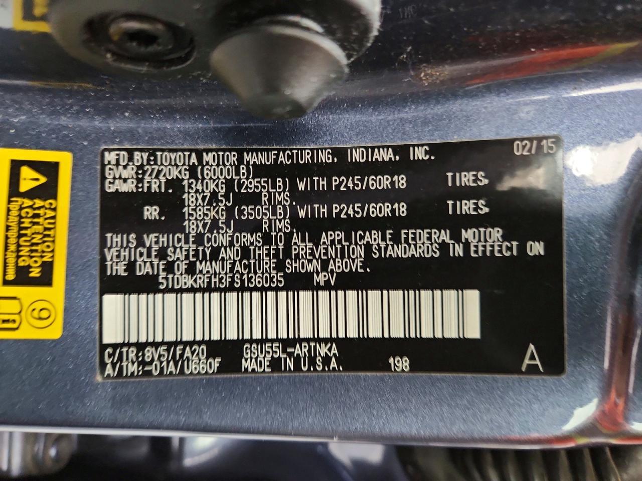 2015 TOYOTA HIGHLANDER