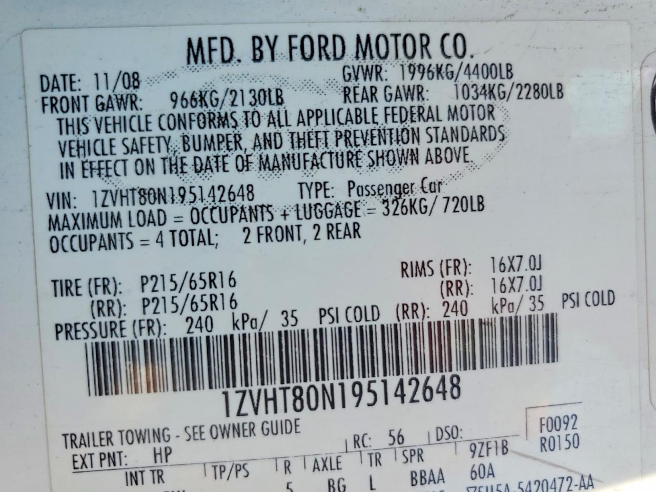 2009 FORD MUSTANG
