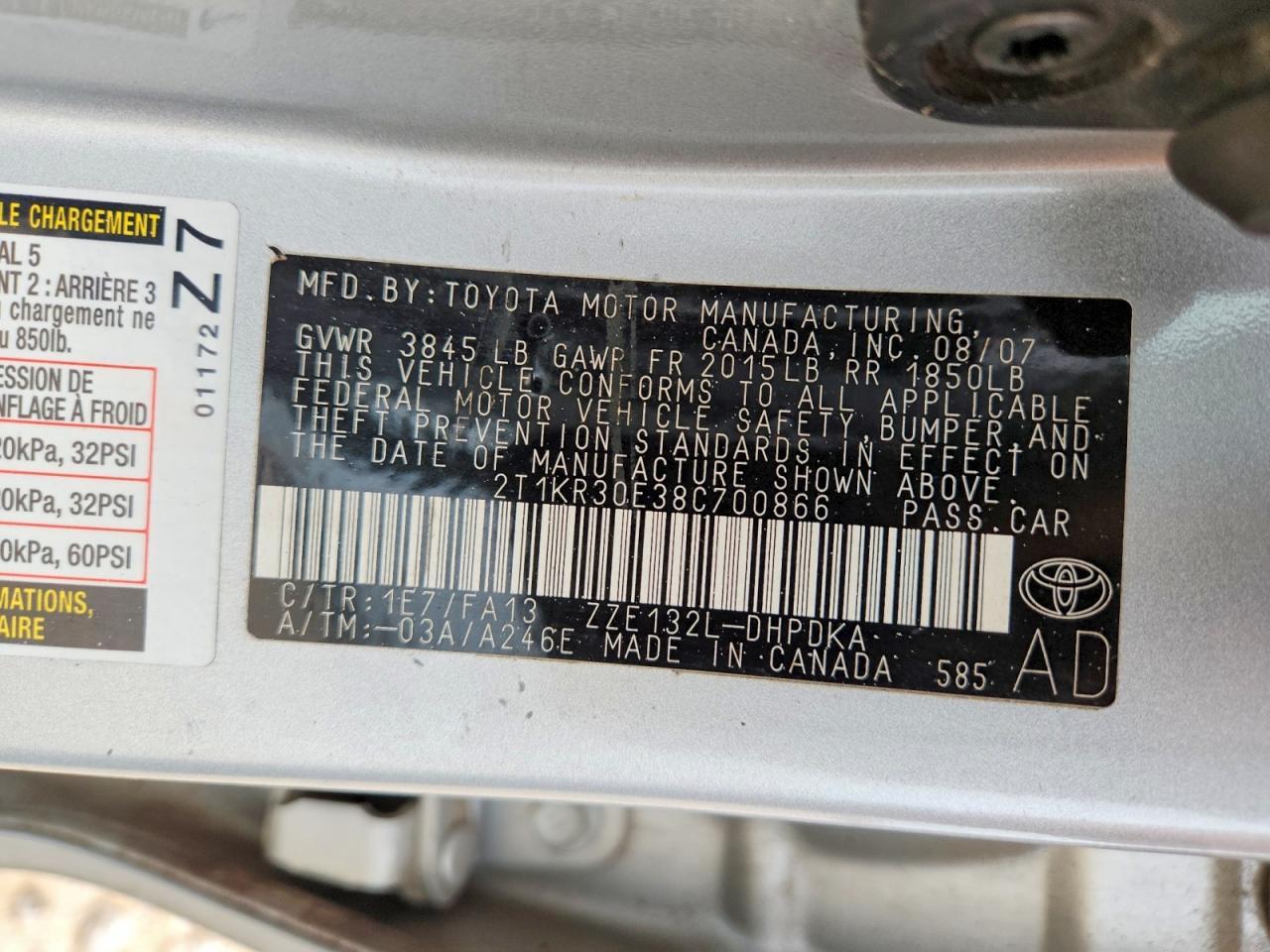 2008 TOYOTA COROLLA