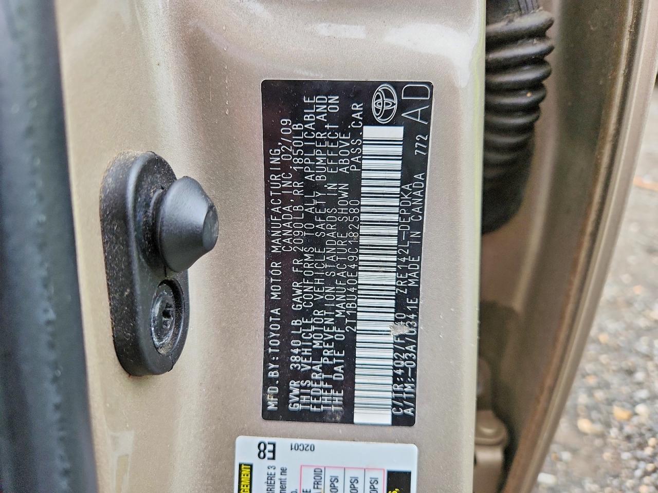 2009 TOYOTA COROLLA