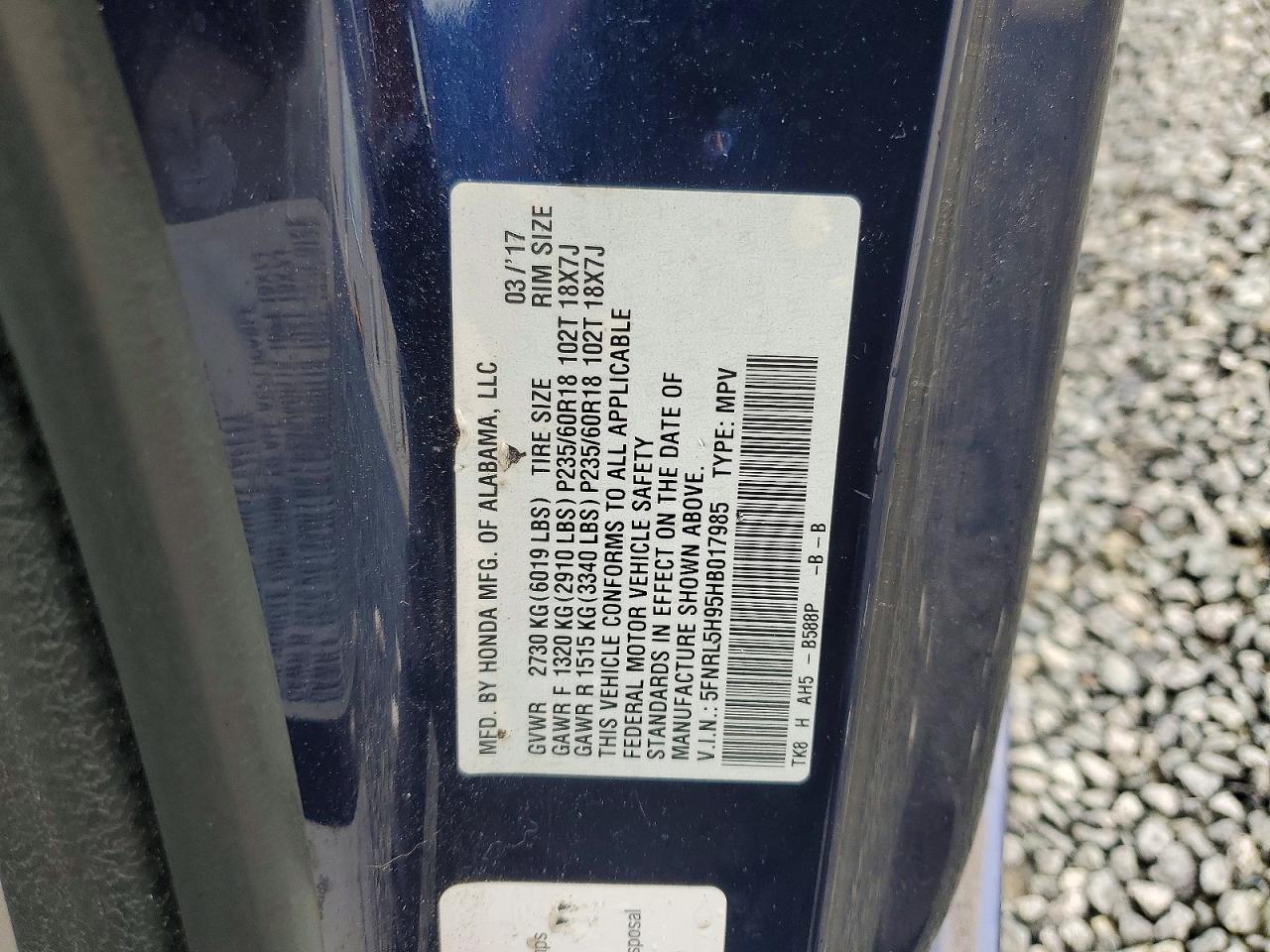 2017 HONDA ODYSSEY