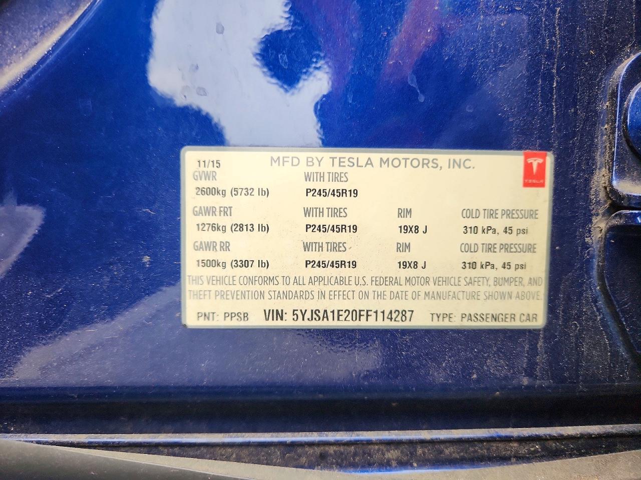 2015 TESLA MODEL S