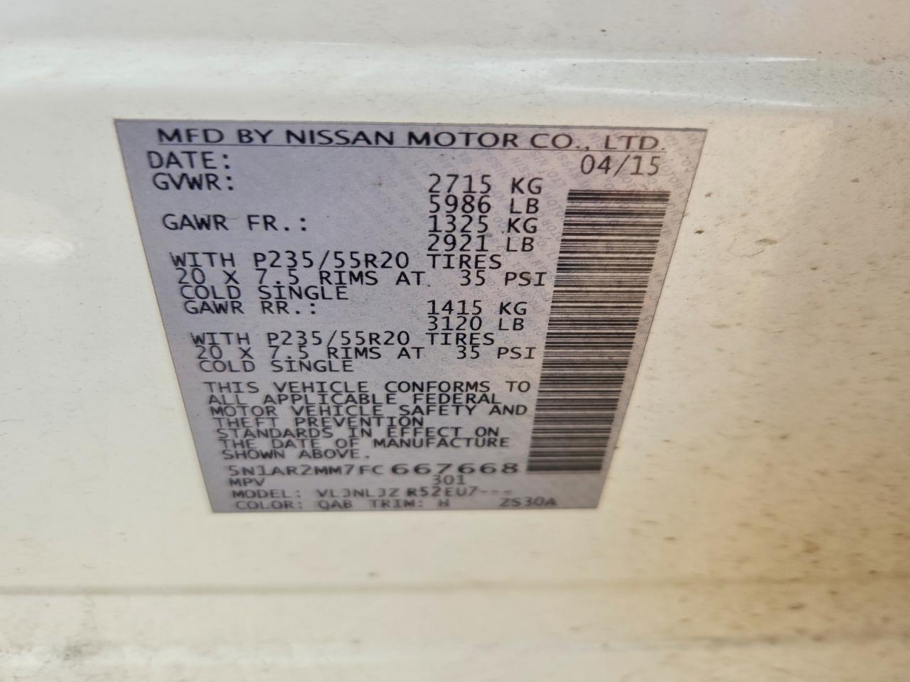2015 NISSAN PATHFINDER