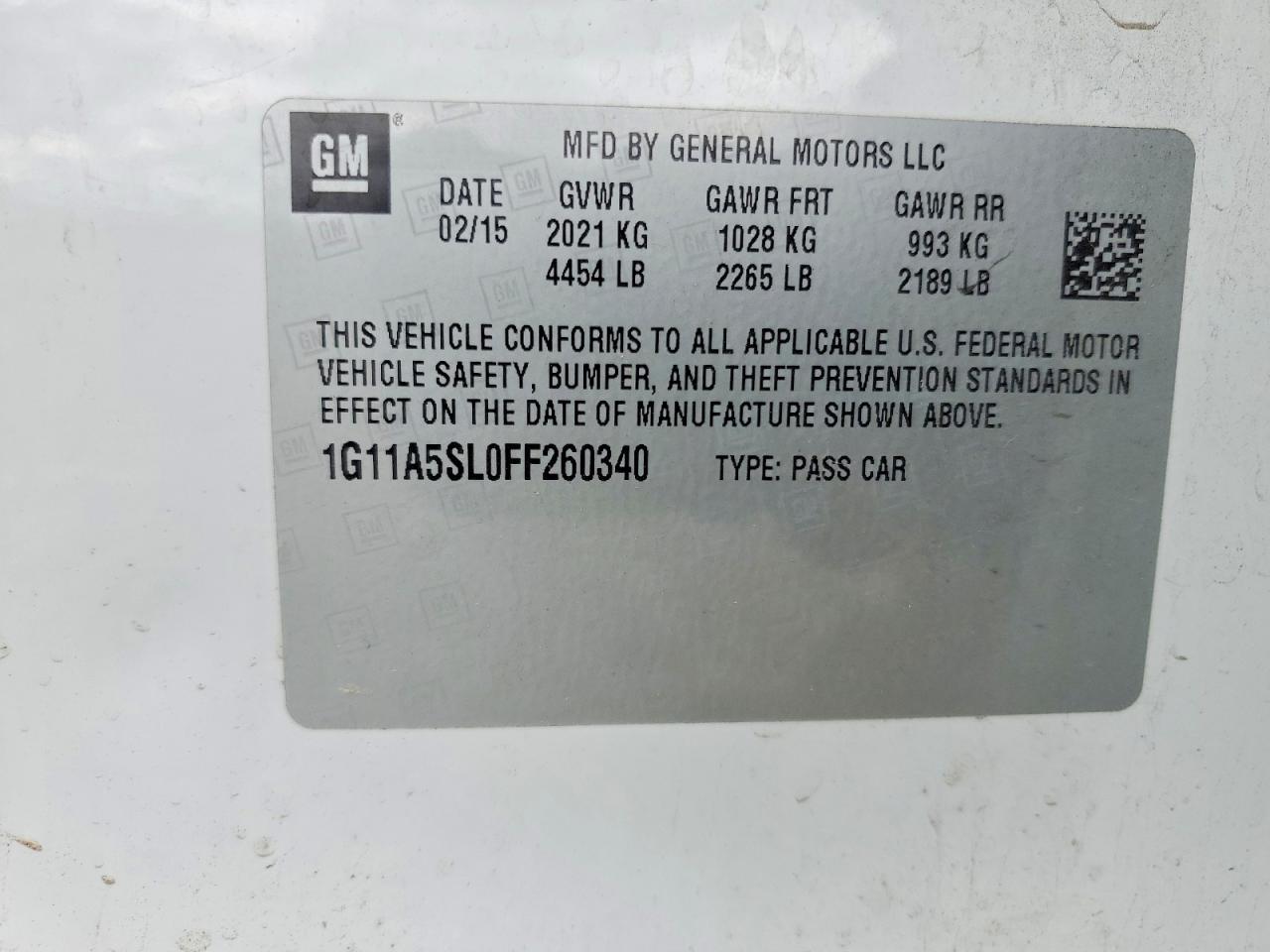 2015 CHEVROLET MALIBU