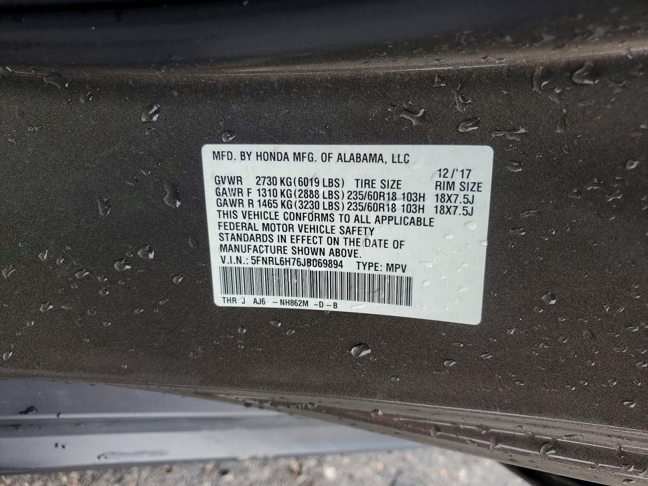 2018 HONDA ODYSSEY