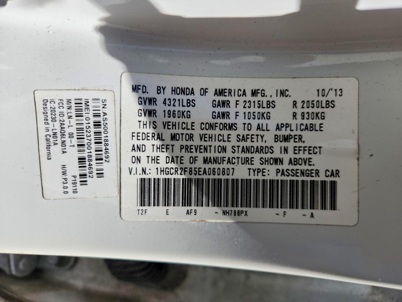 2014 HONDA ACCORD