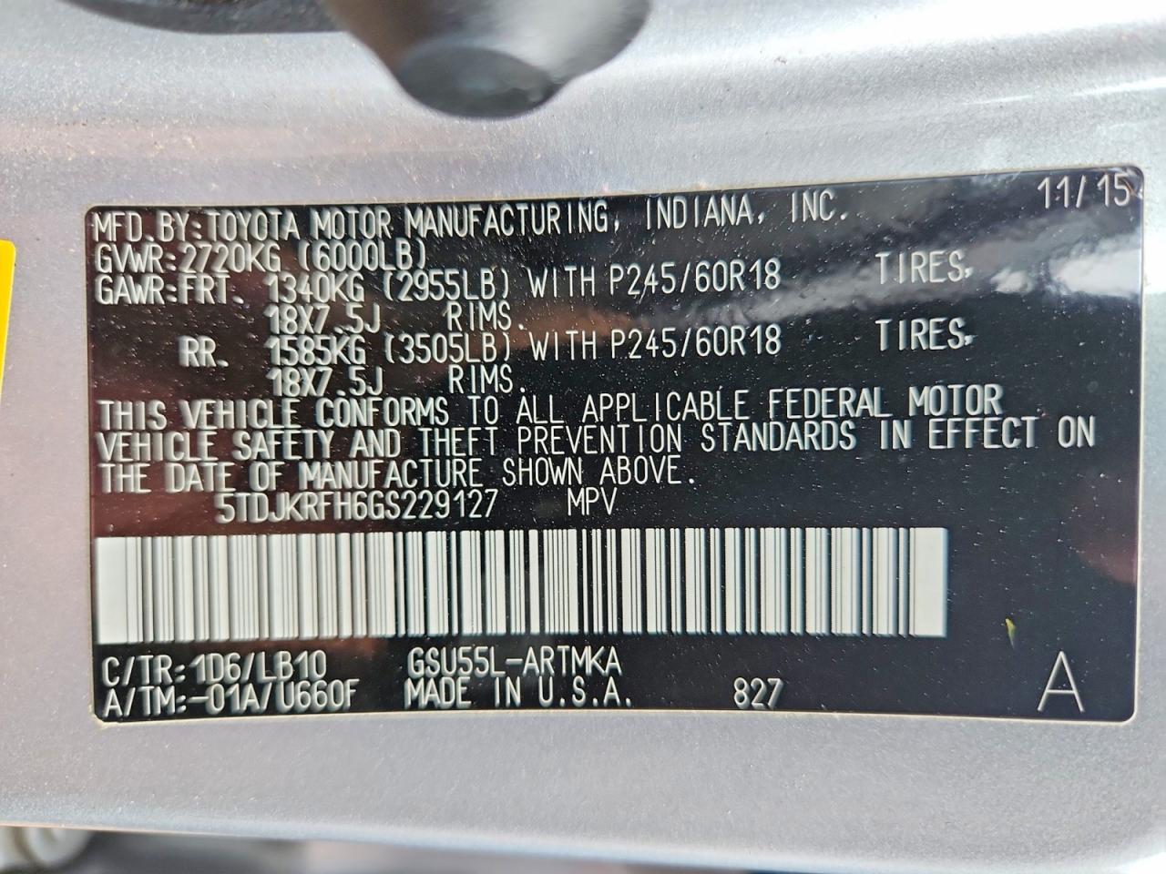 2016 TOYOTA HIGHLANDER