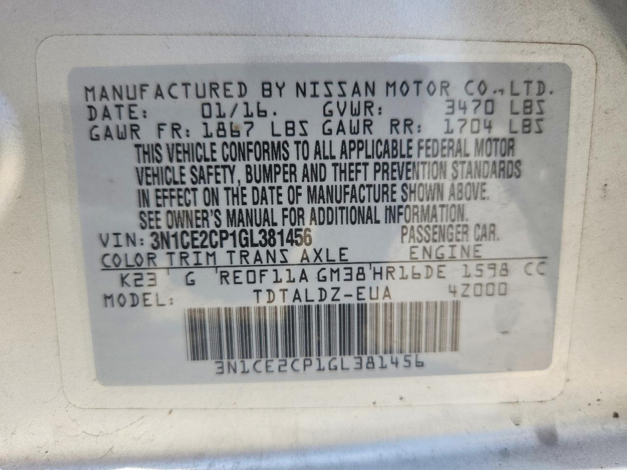 2016 NISSAN Versa Note