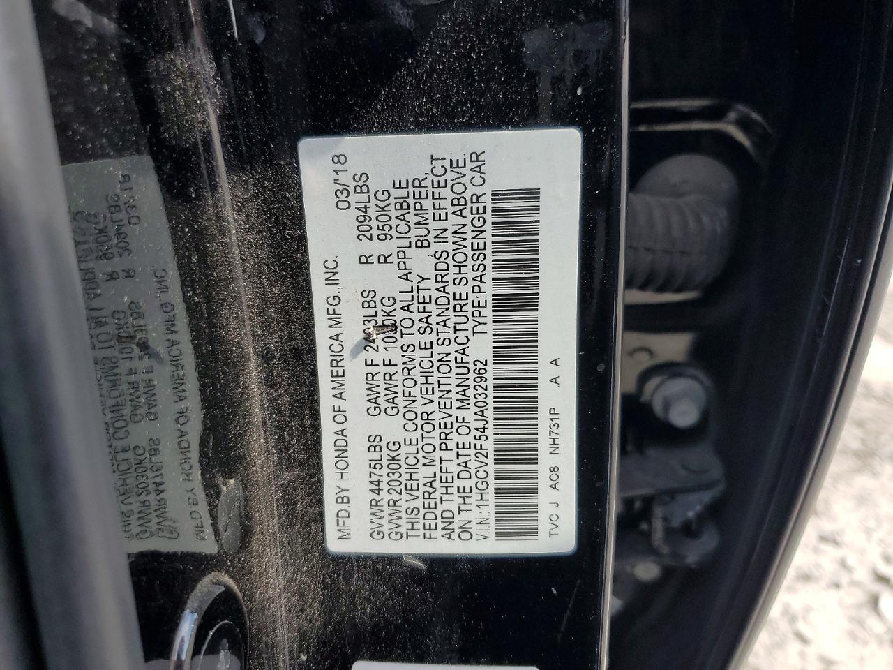 2018 HONDA ACCORD