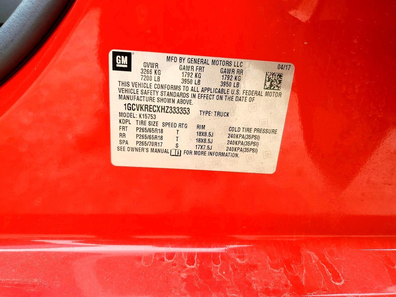 2017 CHEVROLET SILVERADO 1500