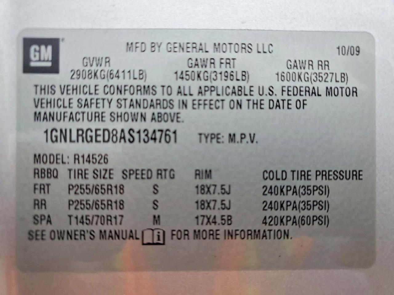 2010 CHEVROLET TRAVERSE