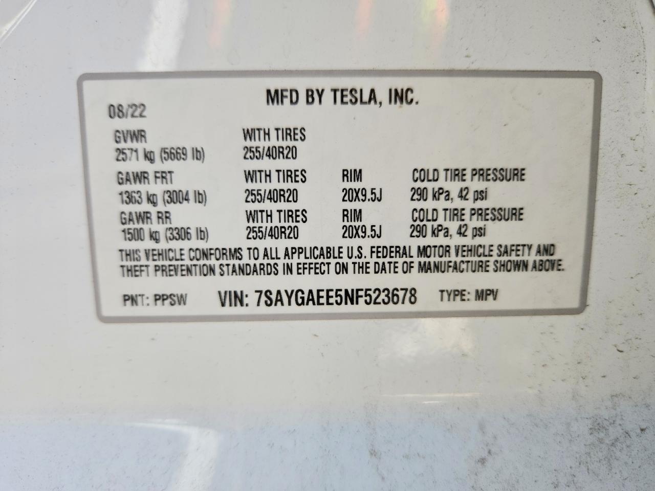2022 TESLA MODEL Y