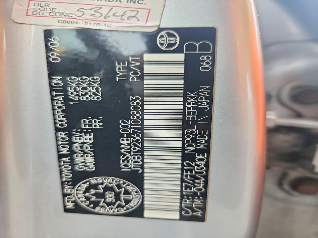 2007 TOYOTA YARIS