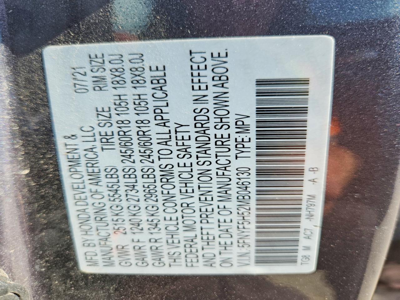 2021 HONDA PILOT