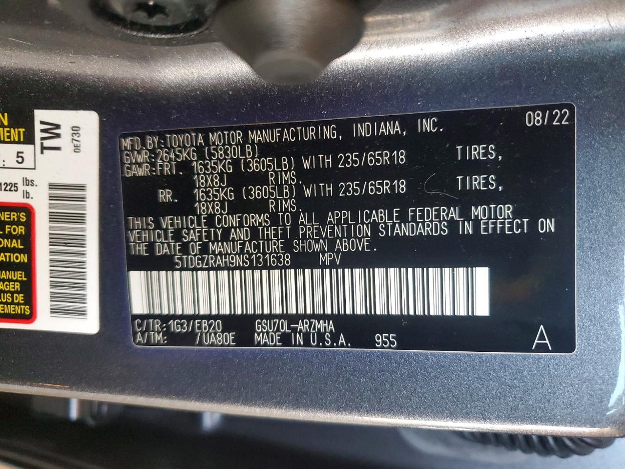 2022 TOYOTA HIGHLANDER
