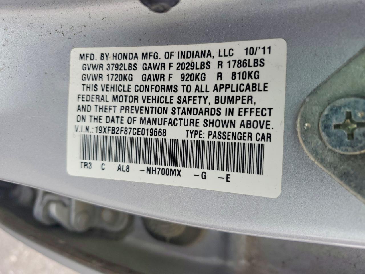 2012 HONDA CIVIC