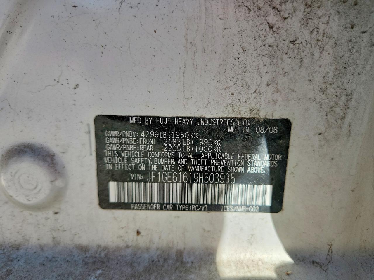 2009 SUBARU IMPREZA
