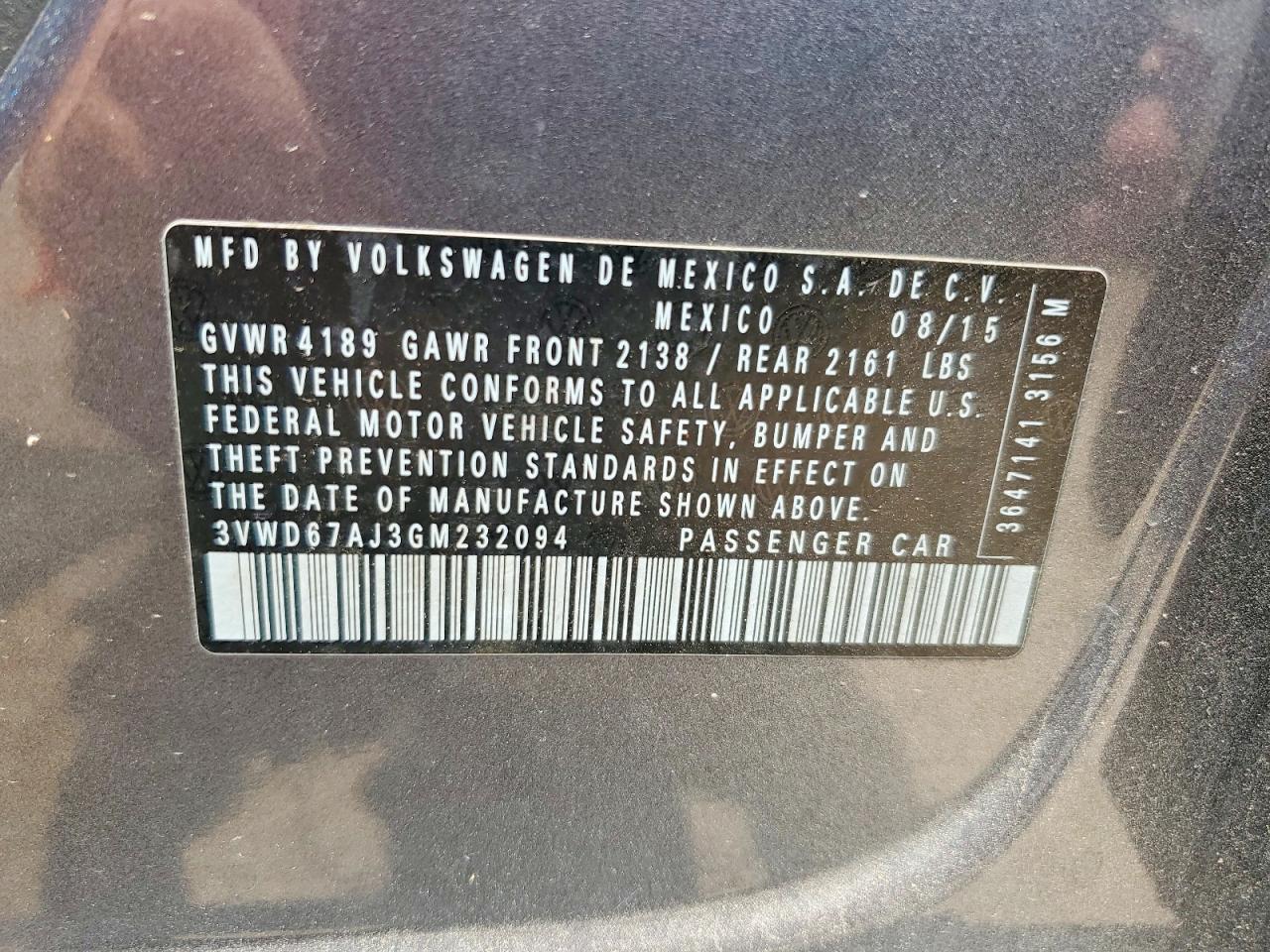 2016 VOLKSWAGEN JETTA