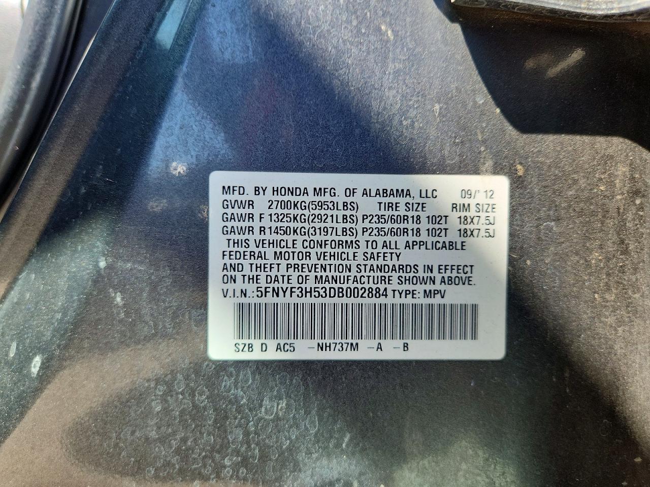2013 HONDA PILOT