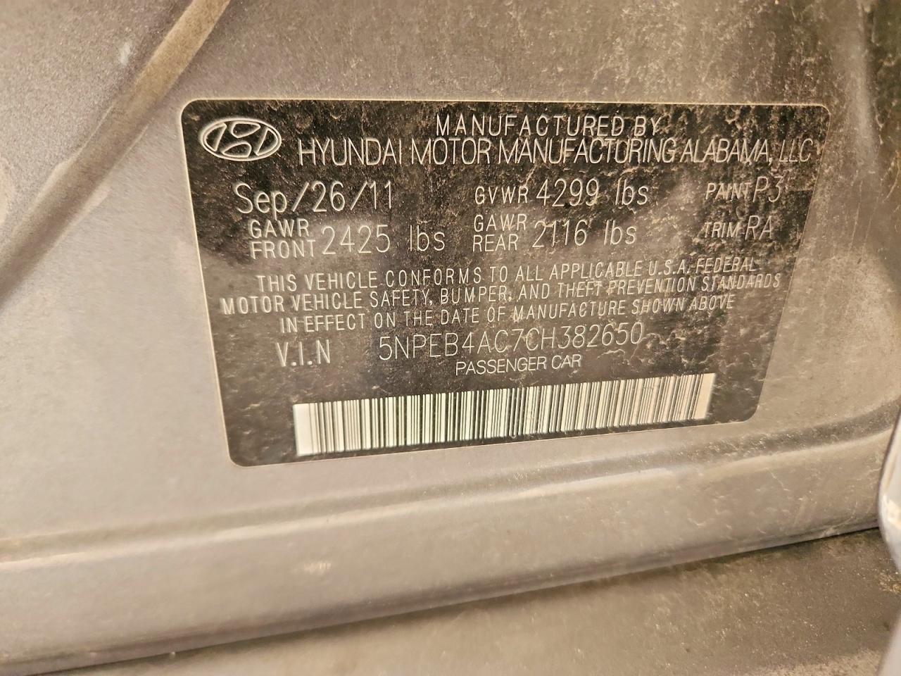 2012 HYUNDAI SONATA