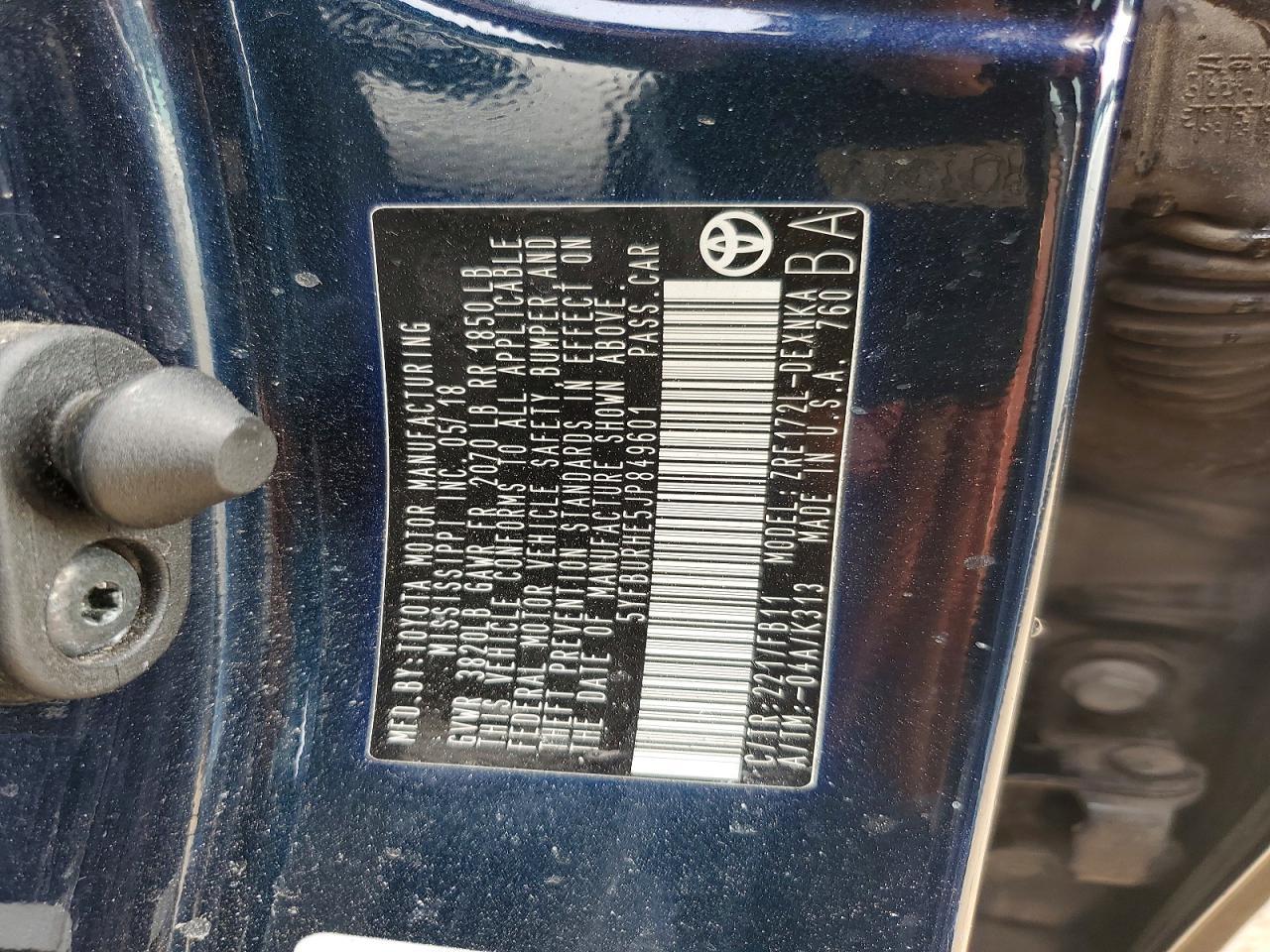 2018 TOYOTA COROLLA