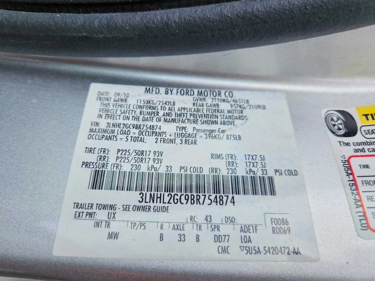 2011 LINCOLN MKZ