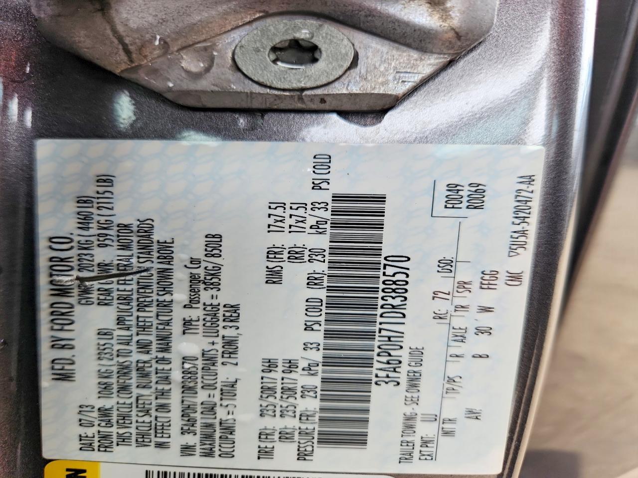 2013 FORD FUSION