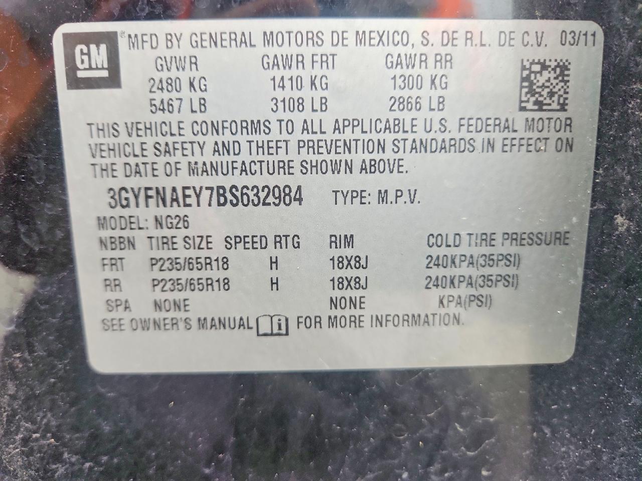 2011 CADILLAC SRX