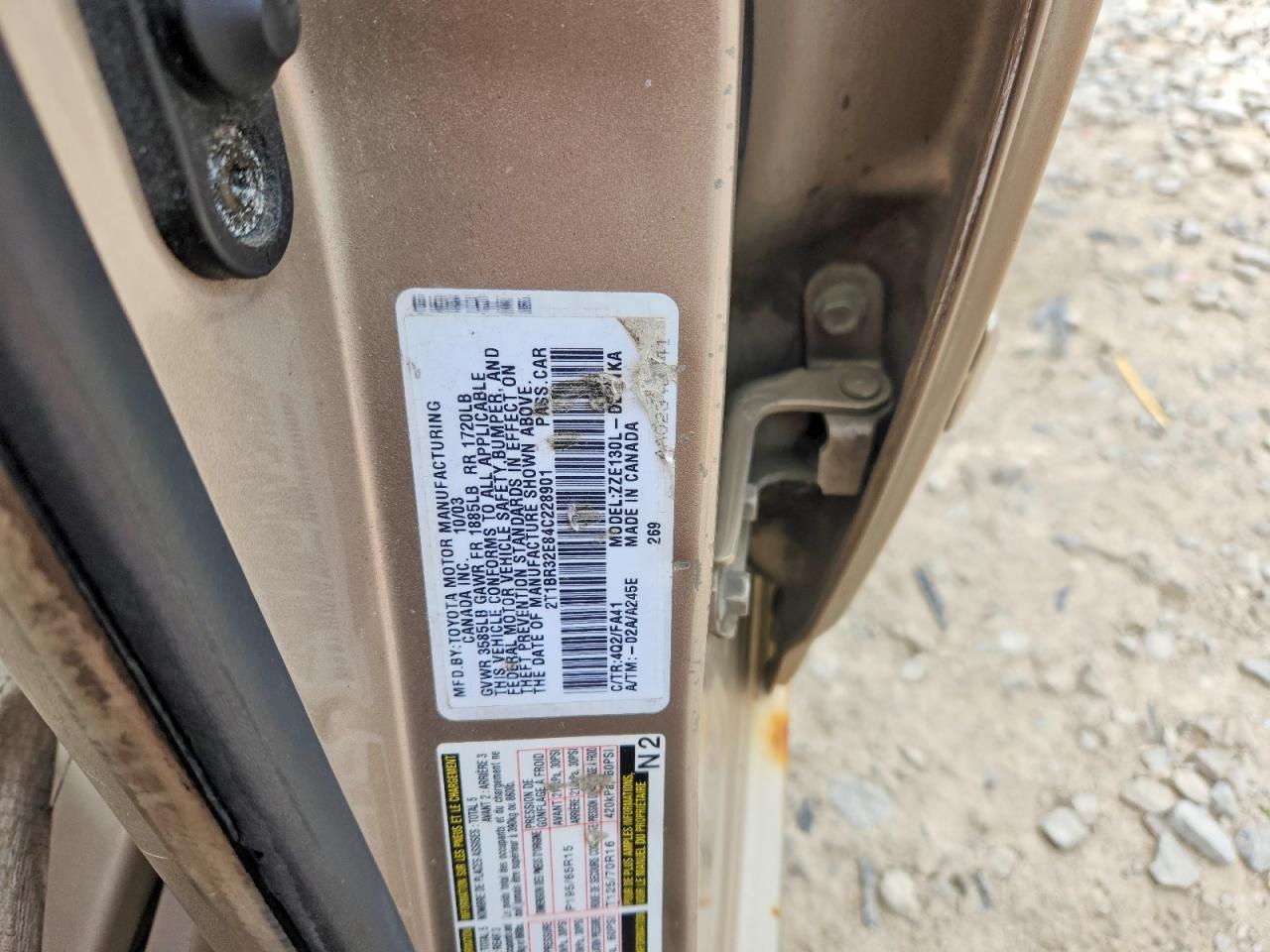 2004 TOYOTA COROLLA