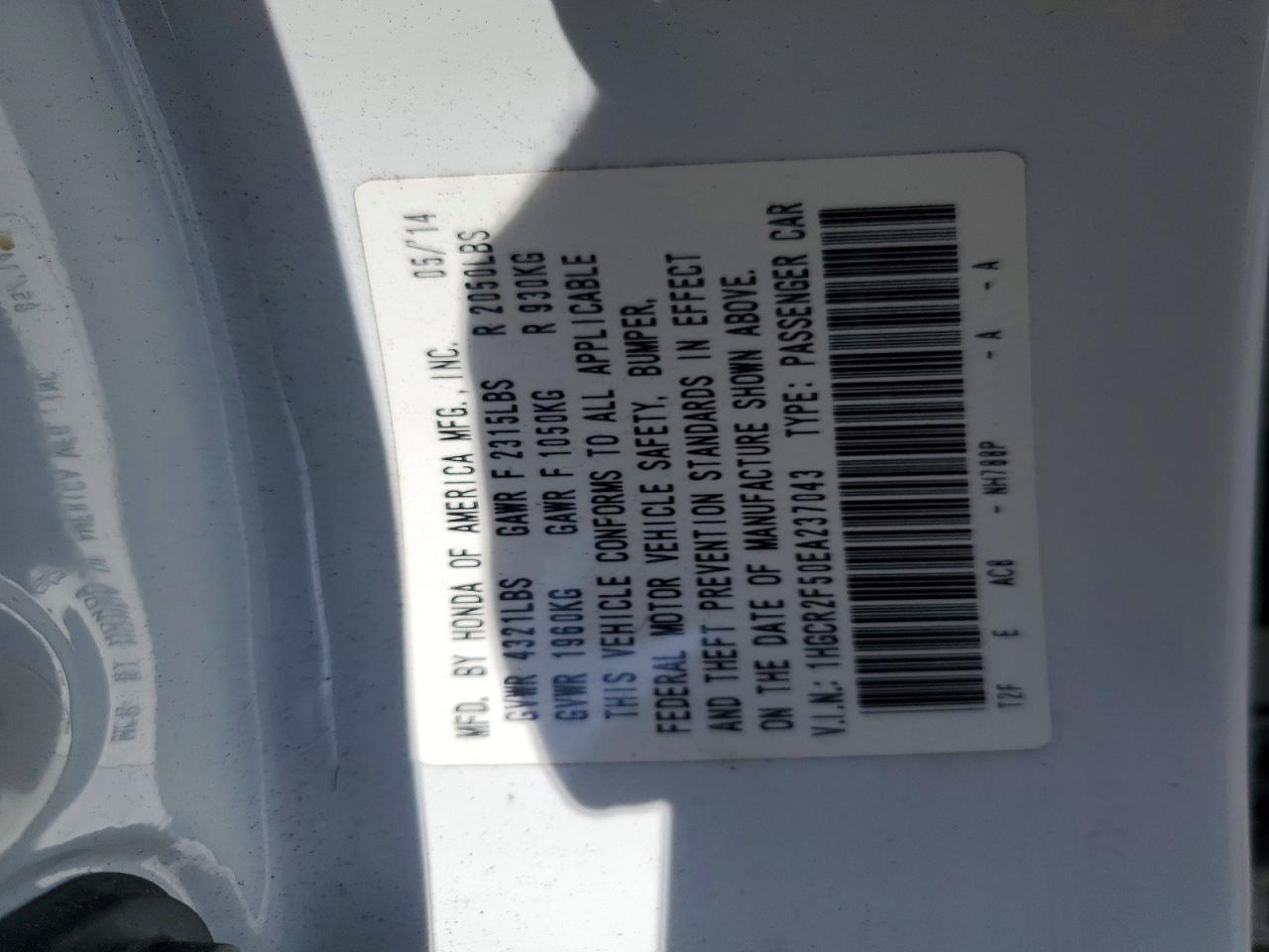 2014 HONDA ACCORD
