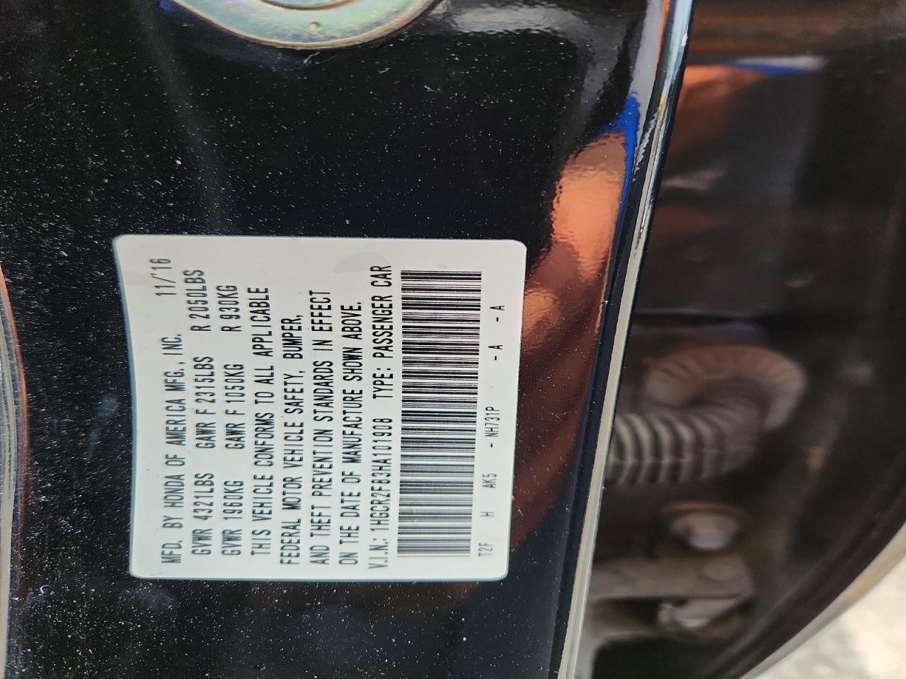 2017 HONDA ACCORD