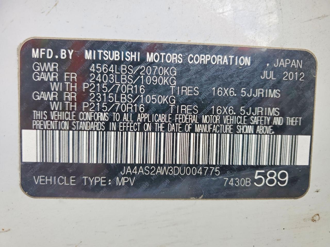 2013 MITSUBISHI outlander
