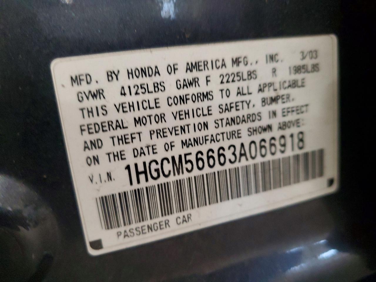 2003 HONDA ACCORD