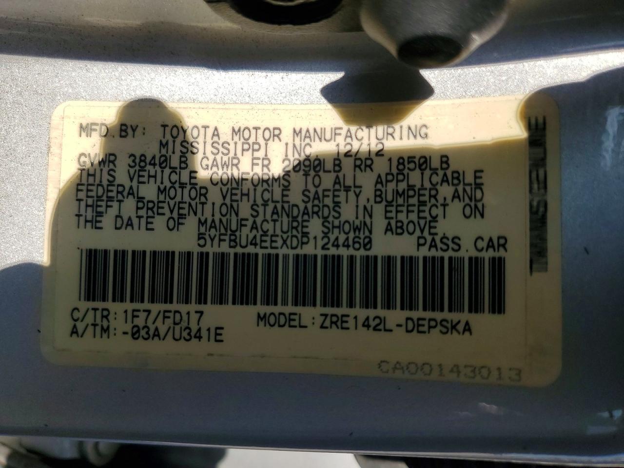 2013 TOYOTA COROLLA