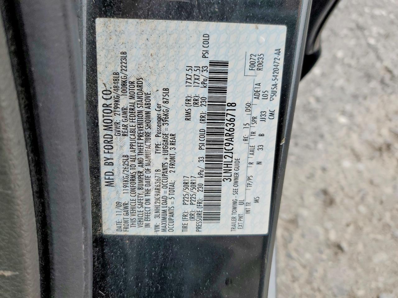2010 LINCOLN MKZ