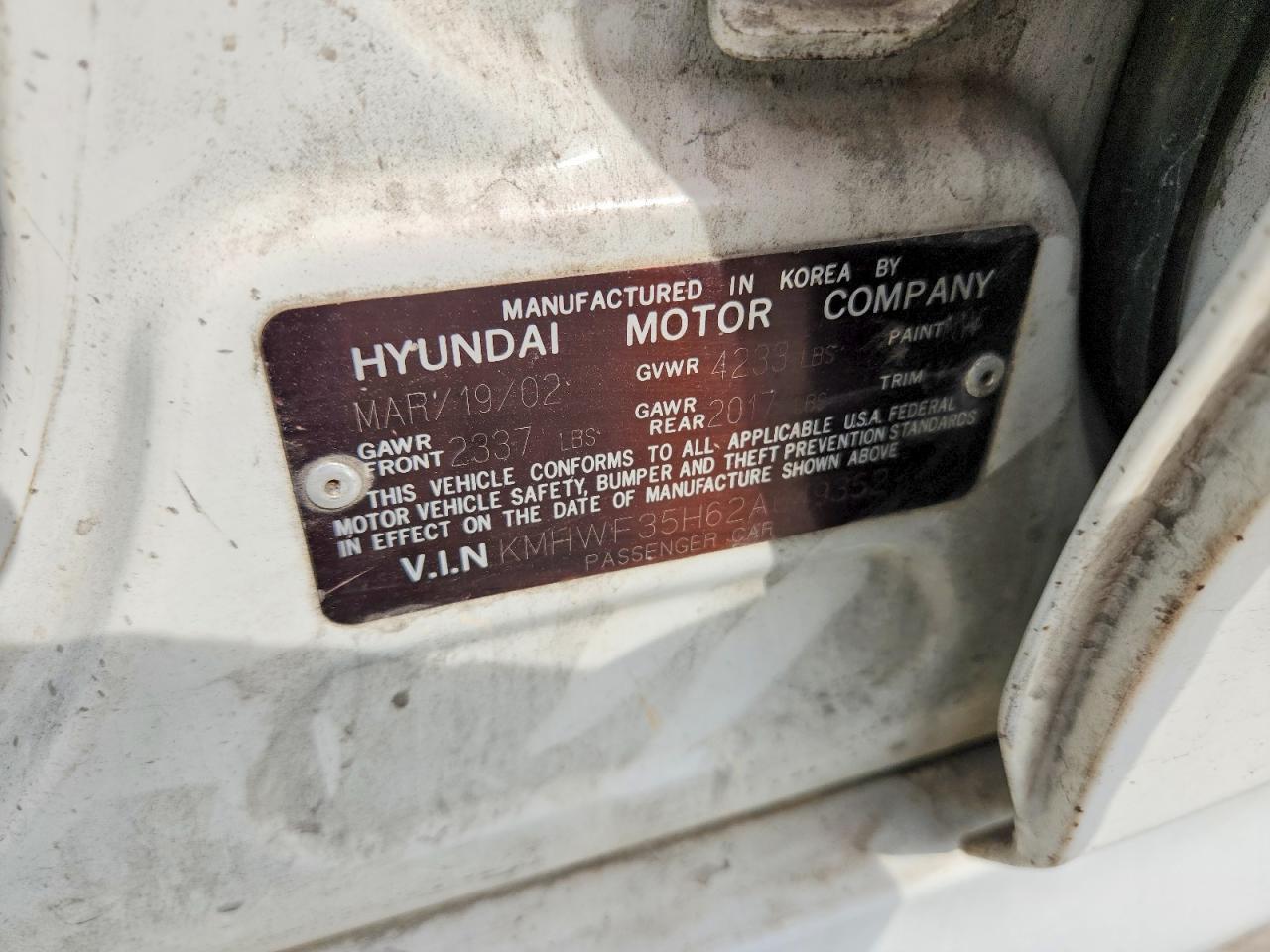 2002 HYUNDAI SONATA