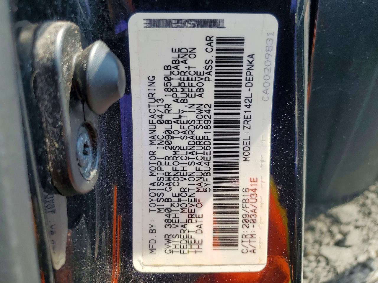 2013 TOYOTA COROLLA