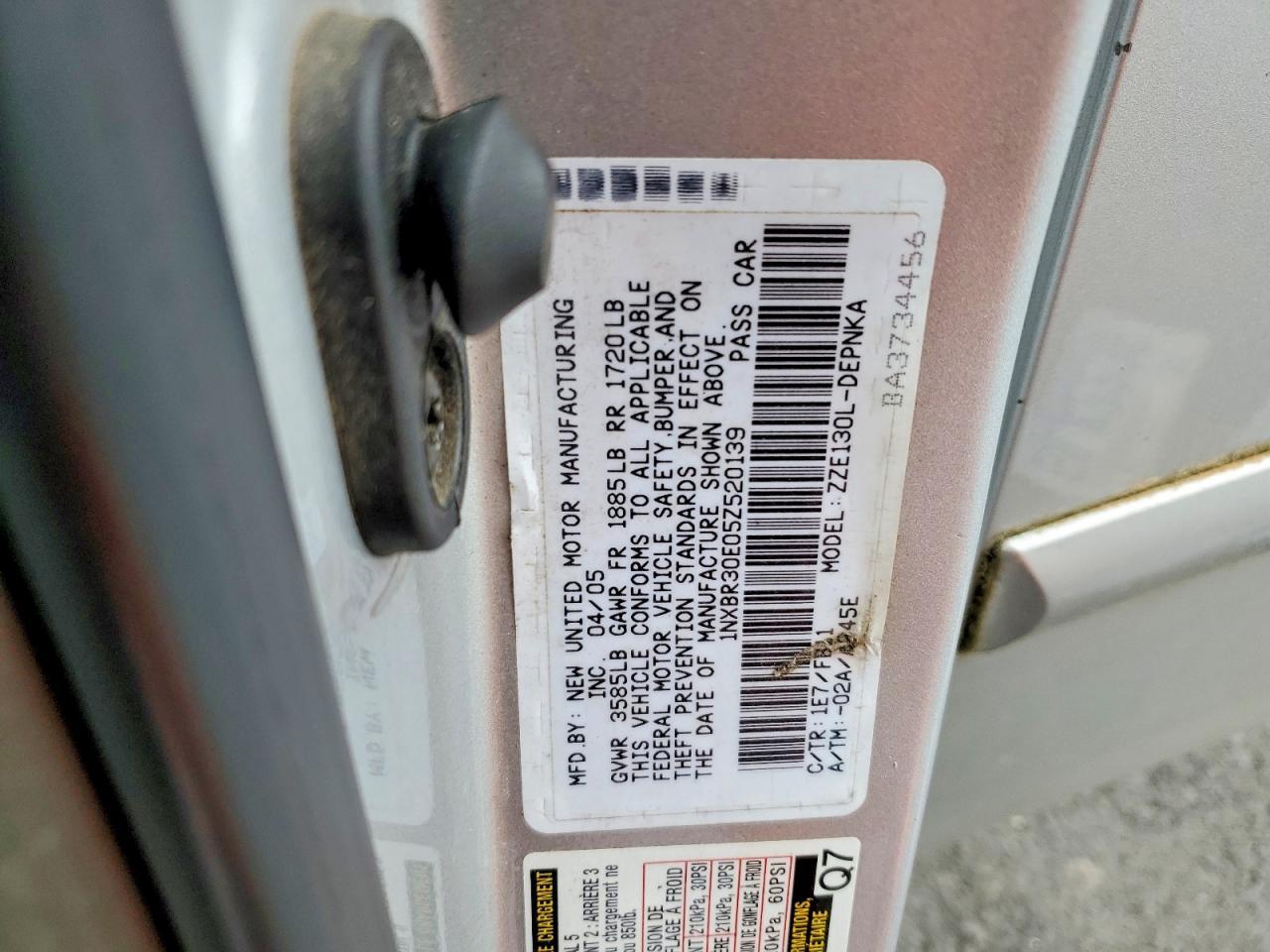 2005 TOYOTA COROLLA